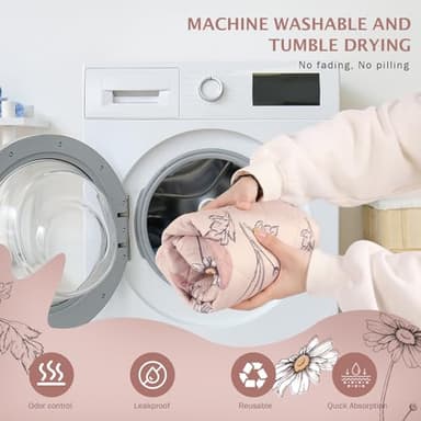 IEUUMLER Washable Pee Pads for Dogs, 2 Pack Non-Slip & Waterproof Pack Whelping Pad, Reusable Washable Puppy Potty Training Pad with Fast Absorbent for Playpen EU007 (Pink Daisy, 48"X30"-2pcs) - Image 5