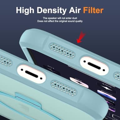 SKYLMW Compatible with iPhone 16E Case with Invisible Magnetic O-Ring Stand Military-Grade Translucent Case for iPhone 16E 6.1" 2025 [Compatible with Mag-Safe][Great Grip Feeling], Blue - Image 8