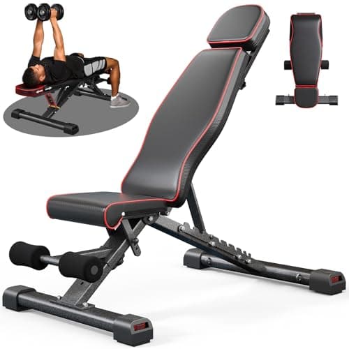 YOLEO 880LB Adjustable Weight Bench for Bench Press, MAX Foldable Weight Bench with Bench Press Stand/Extended Head for Home Gym/Full Body Workout 90 Degree Workout Bench User 6'56''(Max Version) - Image 1