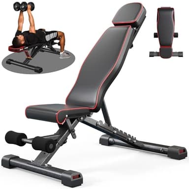 YOLEO 880LB Adjustable Weight Bench for Bench Press, MAX Foldable Weight Bench with Bench Press Stand/Extended Head for Home Gym/Full Body Workout 90 Degree Workout Bench User 6'56''(Max Version) - Image 1