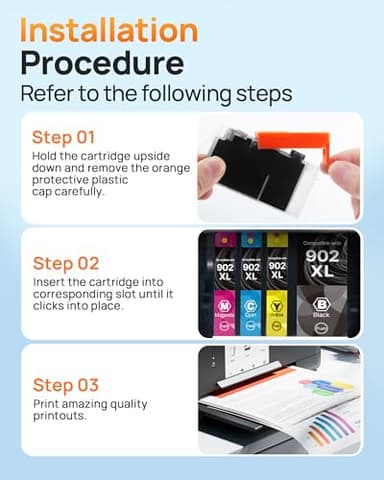 E-Z Ink Compatible 902 902XL Ink Cartridges for HP Printers Replacement for HP 902XL Ink Cartridges Combo Pack 4 Pack for Officejet Pro 6978 6968 6960 6970 Officejet 6951 6954 6956 6958 Printer - Image 5