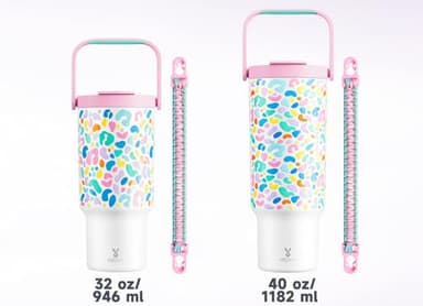 Meoky 40 oz Tumbler with Handle and Straw, Insulated Water Bottle, Stainless Steel Travel Mug, Keeps Cold for 34 Hours, 100% Leak Proof, Fits in Car Cup Holder (Leopard) - Image 9