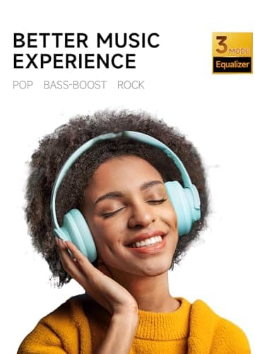 Picun B8 Bluetooth Over Ear Headphones, 120H Playtime with 3 EQ Modes, Low Latency, Hands-Free Calls, Deep Bass for Travel, Home, Office & PC (Cyan) - Image 4
