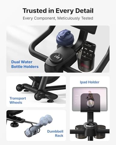 MERACH Exercise Bike, Brake Pad/Magnetic Stationary Bike with Exclusive App, Low Noise Indoor Cycling Bike with 270LBS Weight Capacity, Dumbbell Rack and Fitness Courses for Weight Loss - Image 8