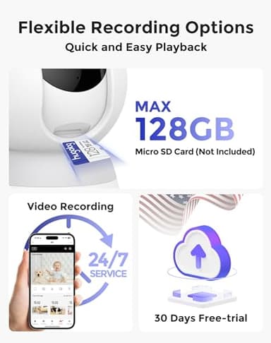 Hugolog 3K 5MP Indoor Pan/Tilt Security Camera with Auto-Focus(2pcs),Ideal for Baby Monitor/Pet Camera/Home Security,Starlight Color Night Vision,Human/Pet AI,Noise Reduction,US Cloud,Works with Alexa - Image 4