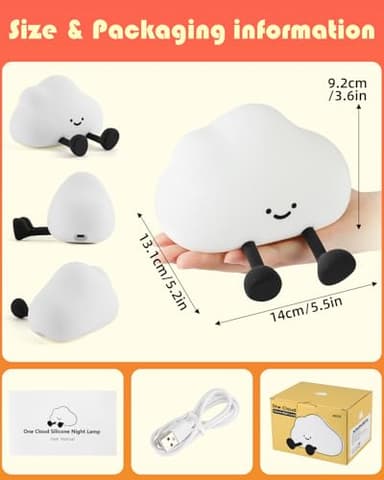 YISUN Cloud Night Light, Colorful Silicone Night Lights for Nursery, Rechargeable Dimmable Bedside Lamp with Timer, Soft Squishy Night Lamp Portable Kids Gift for Girls, Boys, Babies - Image 7