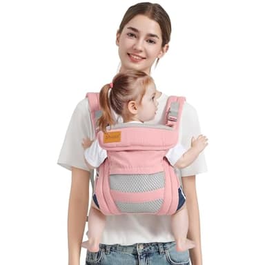 Shiaon Baby Carrier Newborn to Toddler(7-30lbs), Toddler Carrier with Adjustable Shoulder Strap, Baby Holder Carrier with Breathable Mesh Fabric, Pink - Image 1