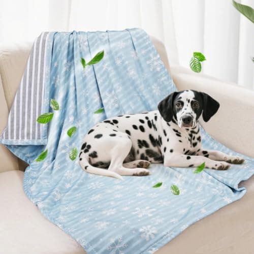 Dog Cooling Blanket Lightweight Self Cooling Blanket Bed Cover for Small Medium Dogs Washable Dog Cat Summer Blanket for Crate&Kennel Sofa Blue M - Image 1