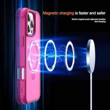 SKYLMW Compatible with iPhone 16 Pro Case with Invisible Magnetic O-Ring Stand Military-Grade Translucent Case for iPhone 16 Pro 6.3" [Compatible with Mag-Safe][Great Grip Feeling], Rose - Image 3