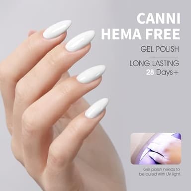 CANNI White Gel Nail Polish, 1Pcs Pure White Gel Polish Color High Gloss Soak Off U V Nail Manicure Salon DIY - Image 5
