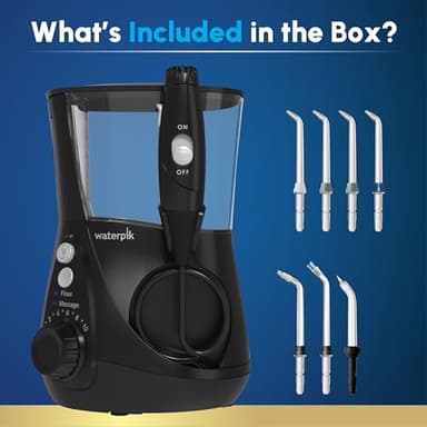 Waterpik Aquarius Water Flosser For Teeth Cleaning, Gums, Braces, Dental Care, Electric Power With 10 Settings, 7 Tips For Multiple Users And Needs, ADA Accepted, Black WP-662, Packaging May Vary - Image 4