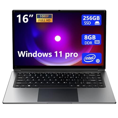 Laptop 16-inch 8GB DDR 256GB SSD Portable Laptop,Expandable to 1TB Pentium Quad-core CPU up to 2.64 GHz 9000mAh Battery Mini HDMI Interface USB3.0 Interface Dual-Band WiFi Webcam Slim laptops - Image 1