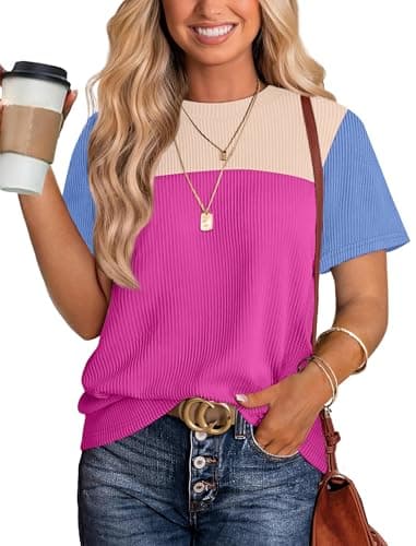 WIHOLL Cute Tops for Women Y2K Spring Shirts 2025 Summer Blouses Cruise Outfits Hot Pink S - Image 1