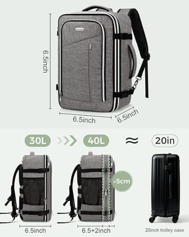 Travel Carry On 17.5" Laptop Expandable Backpack for Men Women, Personal Item Bag Waterproof Airline Approved with USB Charging Hole 3 Packing Cubes, Large Weekender Daypack Business Luggage Suitcase - Image 4