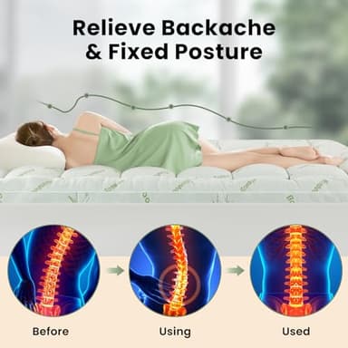 LIANLAM Bambu_Viscose Mattress Topper Queen,1000 GSM Cooling Mattress Pad,Extra Thick Pillow Top for Back Pain,Soft Mattress Cover with 8"-16" Deep Pocket(60"x80") - Image 3