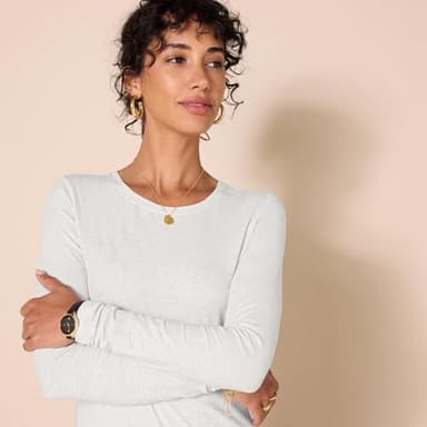 Amazon Essentials Women's Regular-Fit Long-Sleeve Crewneck T-Shirt (Available in Plus Size), Light Grey Heather, XX-Large - Image 4