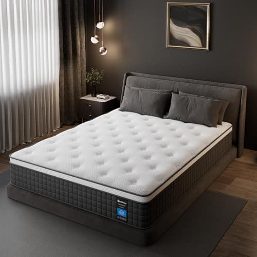 PECHINOU Full Size Mattress 10 Inch Full Mattress in a Box,Hybrid Gel Memory Foam and Individual Pocket Springs, Soft and Comfort,Pressure Relief, Medium Firm CertiPUR-US Certified - Image 1