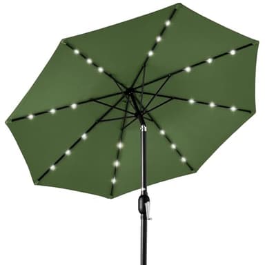 Best Choice Products 10ft Solar Polyester LED Lighted Patio Umbrella w/Tilt Adjustment and UV-Resistant Fabric - Fern - Image 1