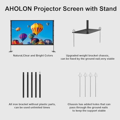Outdoor Projector Screen with Stand - 120 inch Portable Projector Screens Indoor Outdoor Projector Screen 16:9 4K HD Outdoor Movie Screen with Carry Bag,Enioy Home Theater Projection Screen. - Image 4