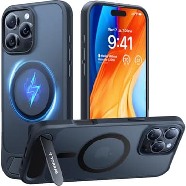TORRAS for iPhone 16 Pro Max Case Translucent Black | Strong Magnetic & Seamless Stand, Fit for MagSafe, Military-Grade Drop Protection, Sturdy Adjustable Built-in Kickstand, Slim Matte Finish - Image 1