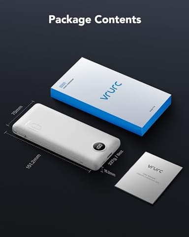 VRURC Portable Charger 10000mAh, Slim Portable Charger with Wall Plug, 22.5W USB Port Fast Charging Power Bank with Cables, 4 Outputs 2 Inputs Travel Essentials Battery for Smartphones-White (1 Pack) - Image 9