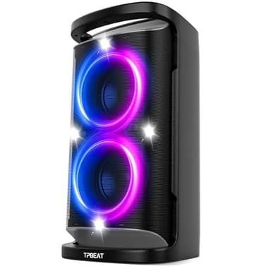 TPBEAT Portable Bluetooth Party Speaker: 160W Peak Powerful Loud Sound Deep Bass Wireless Boombox Large Subwoofer 15 Hours Battery Life Fast Charging with Led Light Show for Outdoor Camping Backyard - Image 1