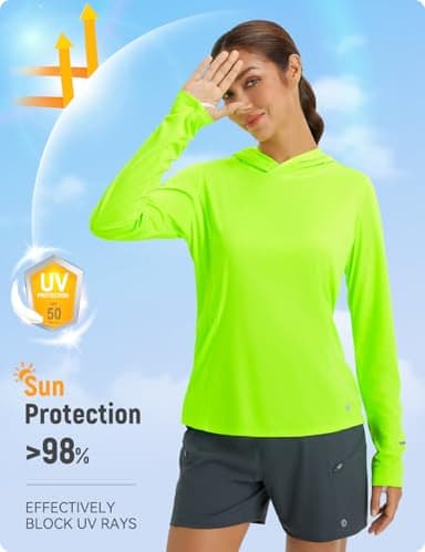 baleaf Women's Sun Shirts UPF 50+ Hoodie Long Sleeve Spf UV Shirt Lightweight Quick Dry Hiking Zip Pocket Green S - Image 2
