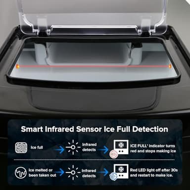 Nugget Ice Maker Countertop, Pebble Ice Maker Machine Pellet Sonic Ice Maker Dispenser Portable for Home/Kitchen/Office, Soft Chewable Ice, Making Ice in 6 Mins, 34Lbs/24H, Self-Cleaning, Ink Black - Image 5
