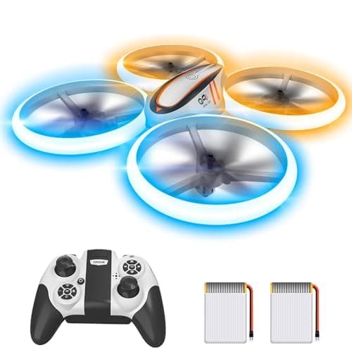 Q9s Drones for Kids,Cool RC Drone with Altitude Hold and Headless Mode,Hobby Quadcopter with Blue&Orange Light,2 Batteries and Remote Control,Birthday and Xmas Gifts Toys for Boys and Girls,Orange - Image 1