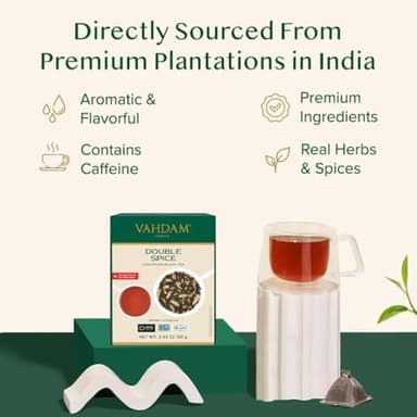 VAHDAM, Double Spice Masala Chai Tea (50+ Cups, 3.53oz) Strong, Robust & Spicy Blend - Black Tea CTC, Cardamom, Cinnamon, Cloves & Black Pepper | Pure Unblended Loose Leaf Tea | Vacuum Sealed - Image 5