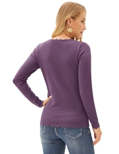 Women's Soft Long Sleeve Crew Neck Pullover Sweater 2025 Purple Size S - Image 5