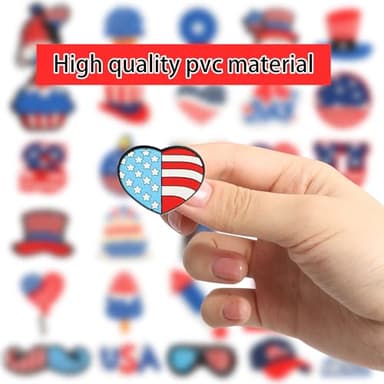 mortd 30 Pack 4th of July Shoe Charms Decoration, Patriotic Red White Blue Celebration Charms for Shoes Bracelets, PVC Shoe Decoration Accessories for Independence Day 4th of July Party Supplies - Image 5