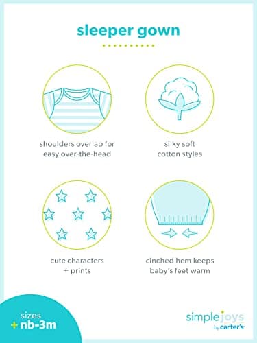 Simple Joys by Carter's Baby Boys' 3-Pack Cotton Sleeper Gown - Image 4