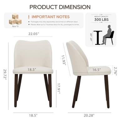 COLAMY Upholstered Dining Chairs Set of 6, Modern Fabric Dining Room Kitchen Side Chair with Padded Seat and Wood Legs for Restaurant/Cafe, Beige - Image 6