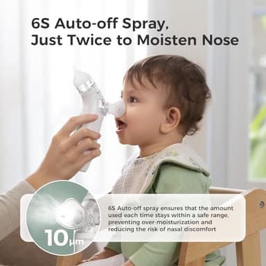Momcozy BreezyClear™ 2-in-1 Electric Nasal Aspirator for Baby with Spray, 65kPa Hospital-Grade Suction, 4 Adjustable Levels, Quiet & Portable Nose Cleaner with Soothing Light & Music - Image 3