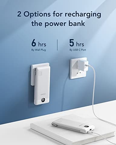 VEGER Portable Charger with Built-in AC Plug and Cables, All in One 10000mAh Ultra Slim Power Bank Travel Essentials, 15W Fast Charging Battery Pack Compatible with iPhone, Samsung, Android (White) - Image 5