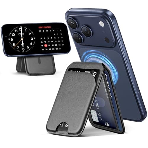 QYQBOON Mag-Safe Wallet Magnetic Wallet for Phone Lightweight Magnetic Phone Pouch Stand Adjustable Leather Mag-Safe Card Holder for iPhone 17/16/15/14/13/12 Series, Not for iPhone 13/12 Mini (Black) - Image 1