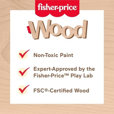 Fisher-Price Wood Preschool Toy Space Blocks Jigsaw Puzzle, 42 Wooden Pieces for Stacking & Sorting Play Kids Ages 3+ Years - Image 3