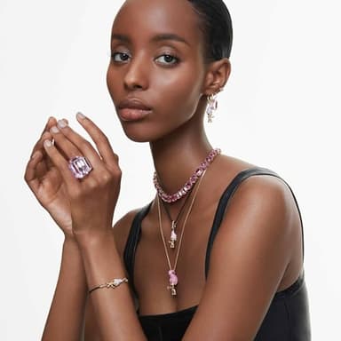 Swarovski Millenia Earrings, Octagon cut crystal, Pink, Rose-gold tone plated - Image 6