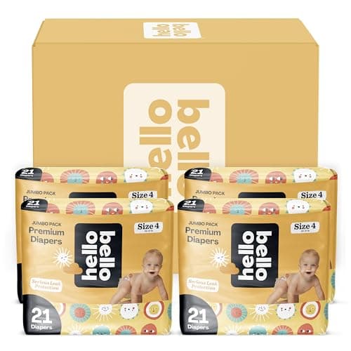 Hello Bello Premium Diapers Size 4, 84 Count Disposable, Extra-Absorbent, and Hypoallergenic Baby Diapers with Snug and Comfort Fit, Sunnyside Up Pattern Value Pack - Image 1