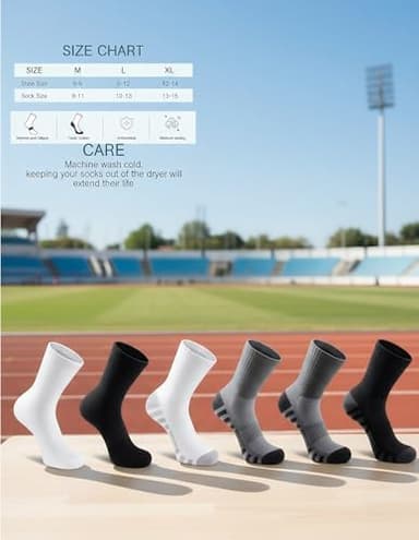 Airacker Athletic Socks Sport Running Calf Socks Performance Cushioned Breathable Crew Socks for Men Women(6 Pairs - Image 4