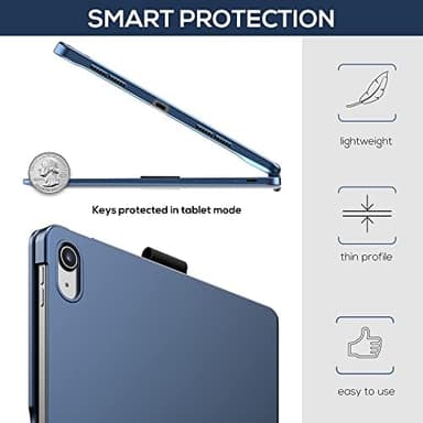 typecase Touch iPad 11th 10th Generation Case with Keyboard (11" 2025, A16 & 10.9" 2022) – 360° Rotatable, 11-Color Backlit, Multi-Touch Trackpad, Pencil Holder, Thin & Light – Midnight Blue - Image 7