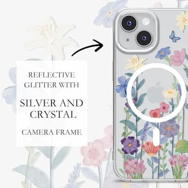 Floral Case for iPhone 15 Compatible with mag~Safe Clear TPU Bumper Phone Case for Girls Women Slim Cute Hard Back Shockproof Phone Case Cover Origin Design - Image 5