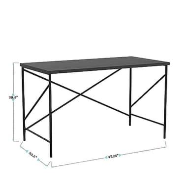 Martha Stewart Maddox Home Office Parsons Desk in Black Wood Grain with Oil Rubbed Bronze Metal X-Frame - Image 3