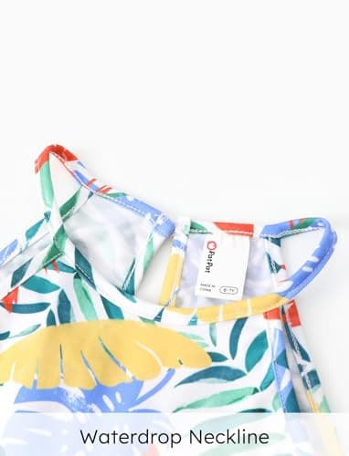 PATPAT Girls Rompers Size 3-4 Navy Blue Tropical Print 2 Pack Rompers For Girls Sleeveless Halter Neck Wide Leg One Piece Spaghetti Strap Jumpsuits Shorts 2 Piece Outfits Hawaiian Jumpsuits - Image 2