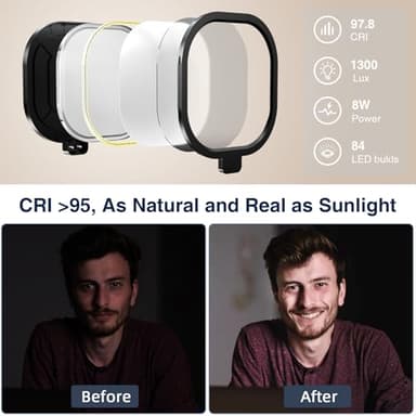 LitONES 2Pcs Desktop Video Conference Lighting for Zoom Meeting, Computer, Laptop, Work from Home with Nature Soft Light, Adjustable Brightness & Color Temp and Flexible Stand & Versatile Phone Holder - Image 7