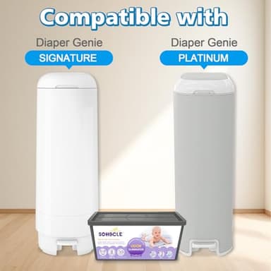 SOHBCLE Refills Compatible with Genie Easy Roll Signature Diaper Pail and Platinum Diaper Pail, Upgraded 90 Bags Hold up to 4200 Newborn Diapers, Extra Thickness Powerful Odor Control, Plant Scented - Image 3
