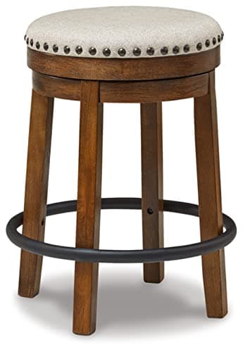 Signature Design by Ashley Valebeck 24" Counter Height Upholstered Swivel Stool, Brown & Black - Image 1