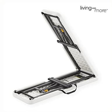 Living and More 6 Foot Fold-in-Half Bench with Carrying Handle, Easy Folding and Transport, Indoor/Outdoor Use, Sturdy Steel Frame, 72"D x 11.5"W x 16.3"H, White - Image 6