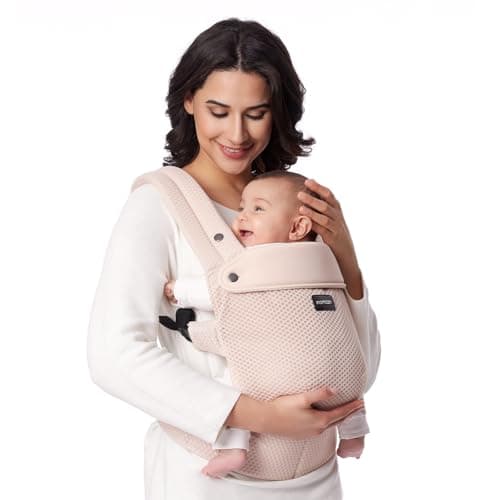 Momcozy Breathable Mesh Baby Carrier, Ergonomic and Lightweight Infant Carrier for 7-44lbs with Enhanced Lumbar Support, All Day Comfort for Hands-Free Parenting, Air Mesh-Pink - Image 1